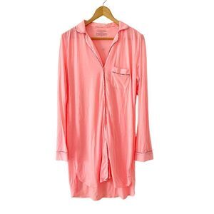 Victoria's Secret Pink Long Sleeve Buttoned Down NightGown Pajamas Dress